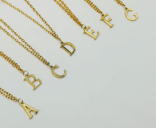 Navy Heart & Gold Initial Necklace