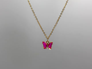 Lizzy Pink Butterfly Necklace