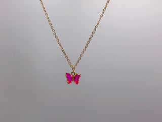 Lizzy Pink Butterfly Necklace