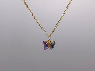 Purple & Blue Butterfly Necklace