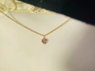 Lilac Heart & Gold Initial Necklace